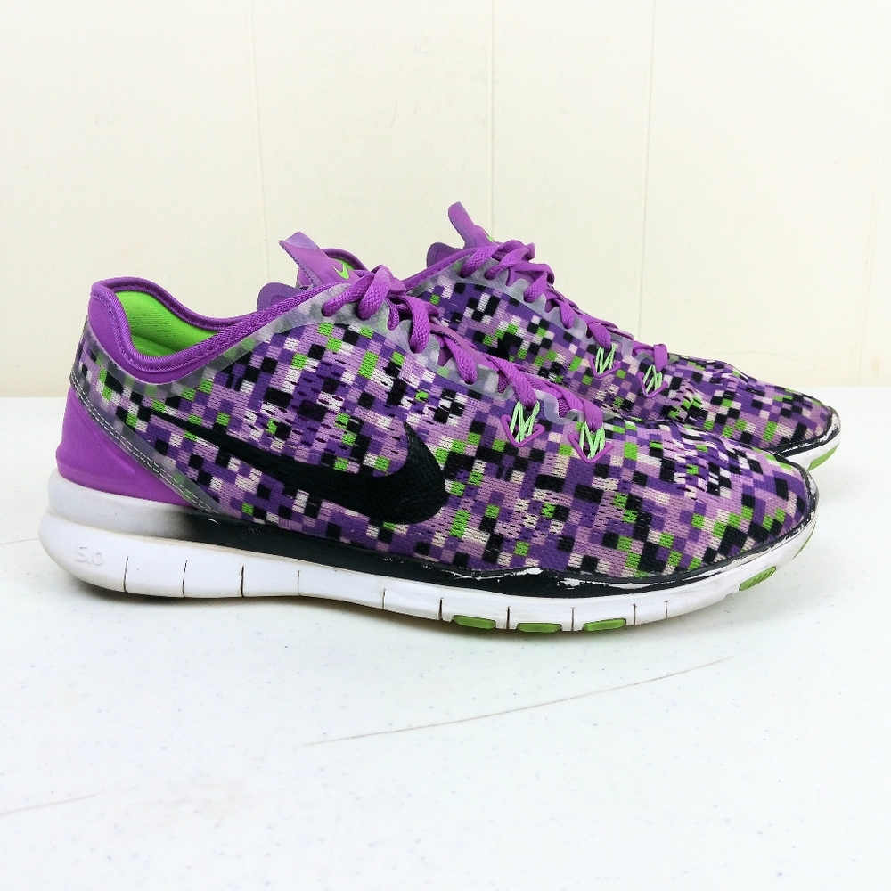 Women's Purple and Black Athletic Shoes Nike Free 5.0 Size 10 Running Sneakers